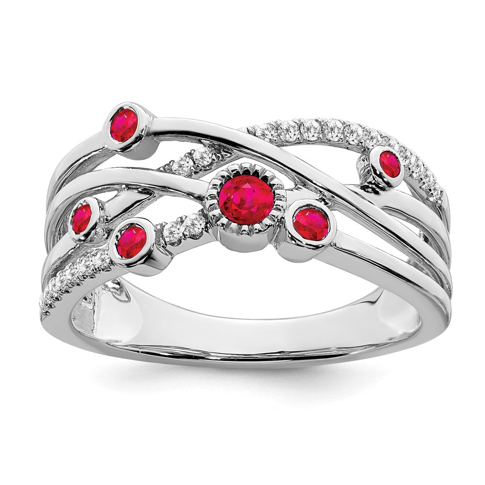 14k White Gold Ruby and Real Diamond Ring