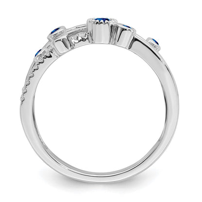 14k White Gold Sapphire and Real Diamond Ring