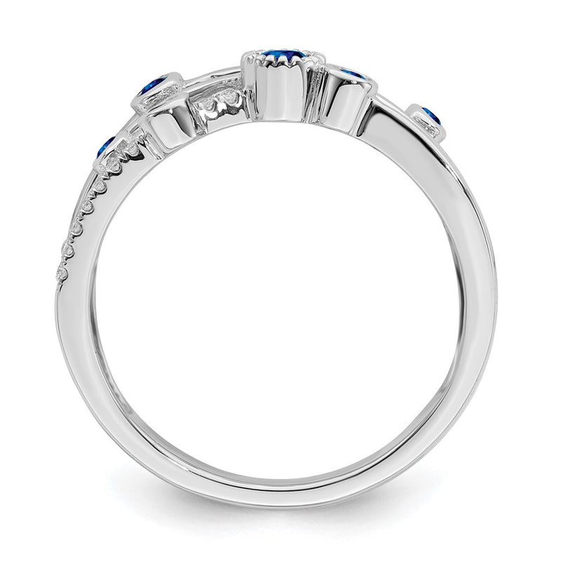 14k White Gold Sapphire and Real Diamond Ring