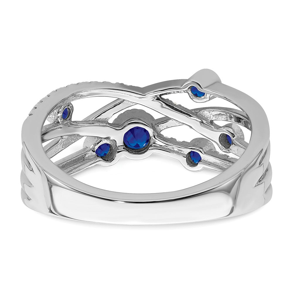 14k White Gold Sapphire and Real Diamond Ring