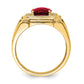 14K Yellow Gold Created Checkerboard Ruby and Real Diamond Mens Ring