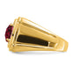 14K Yellow Gold Created Checkerboard Ruby and Real Diamond Mens Ring