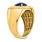 14K Yellow Gold Created Checkerboard Sapphire and Real Diamond Mens Ring