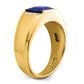 14K Yellow Gold Square Created Sapphire and Real Diamond Mens Ring