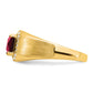 14K Yellow Gold Cushion Created Ruby and Real Diamond Mens Ring