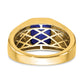 14K Yellow Gold Emerald-cut Created Sapphire and Real Diamond Mens Ring