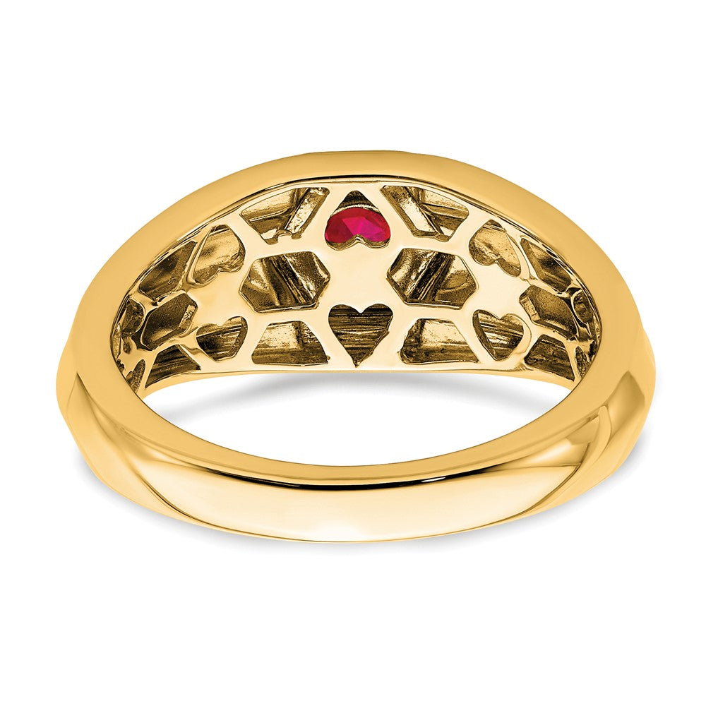 Solid 14k Yellow Gold Simulated Ruby Mens Ring