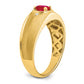 14K Yellow Gold Oval Ruby and Real Diamond Mens Ring