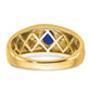 14K Yellow Gold Oval Sapphire and Real Diamond Mens Ring