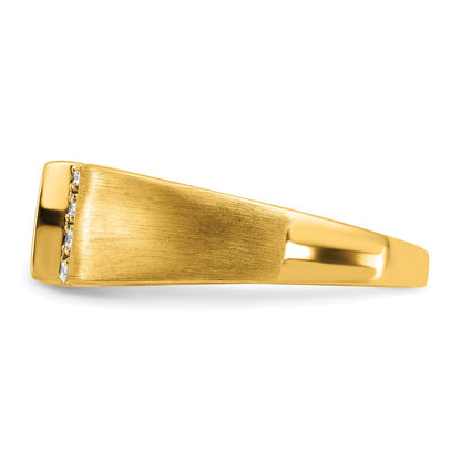 14K Yellow Gold Square Onyx and Real Diamond Mens Ring