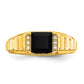 14K Yellow Gold Square Onyx and Real Diamond Mens Ring