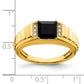 14K Yellow Gold Square Onyx and Real Diamond Mens Ring