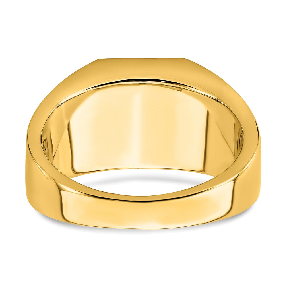 14K Yellow Gold Onyx and Real Diamond Eagle Mens Ring