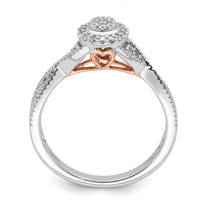 0.20ct. CZ Solid Real 14k White & Rose Complete Dia. Halo Cluster Engagement Ring