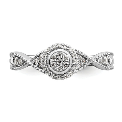 0.20ct. CZ Solid Real 14k White & Rose Complete Dia. Halo Cluster Engagement Ring