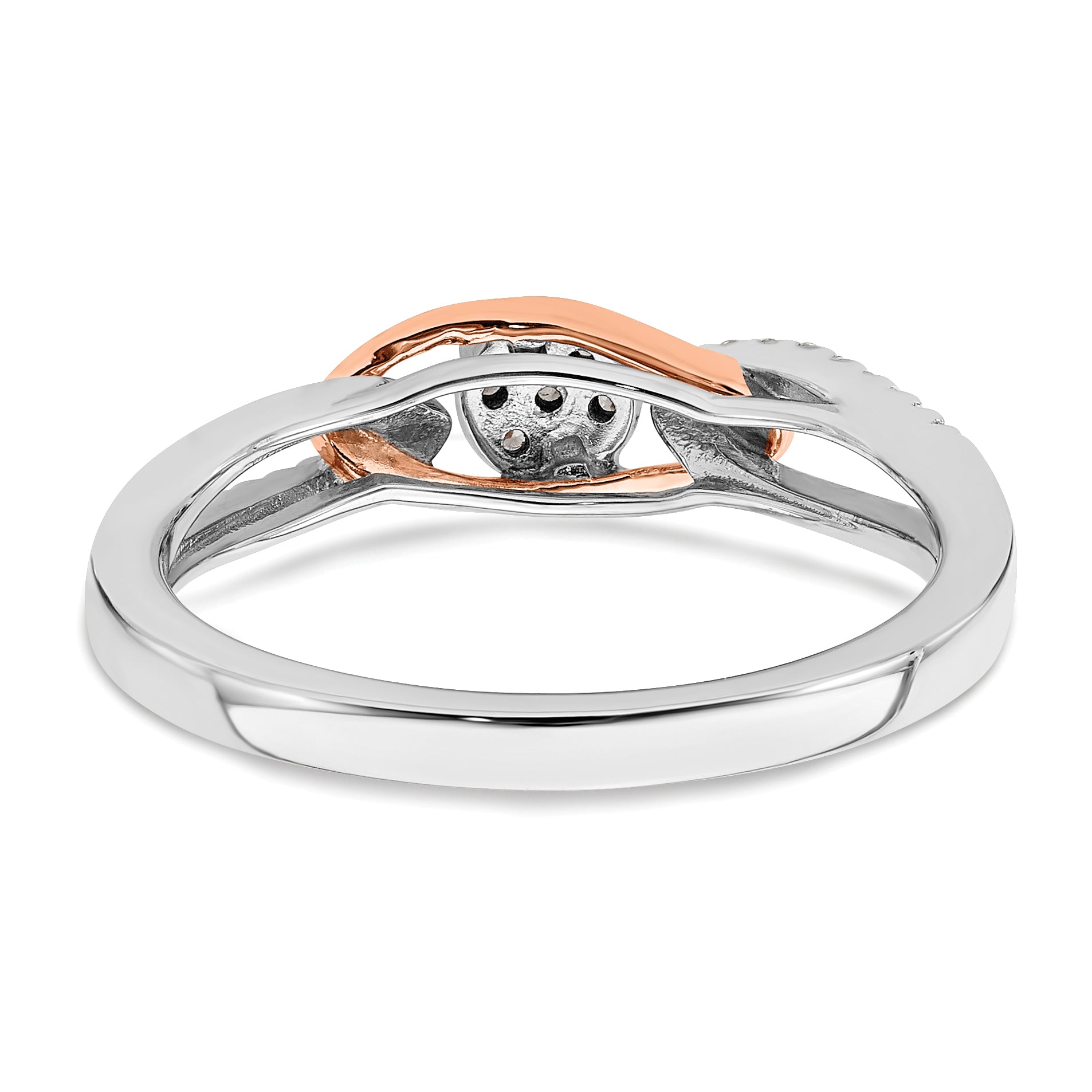 0.14ct. CZ Solid Real 14k White & Rose Complete Round Cluster Engage Ring