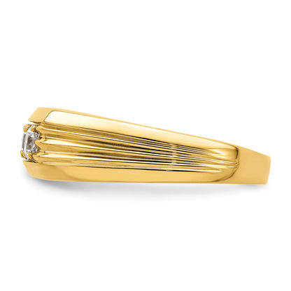 0.50ct. CZ Solid Real 14K 3-Stone Complete Men's Ring