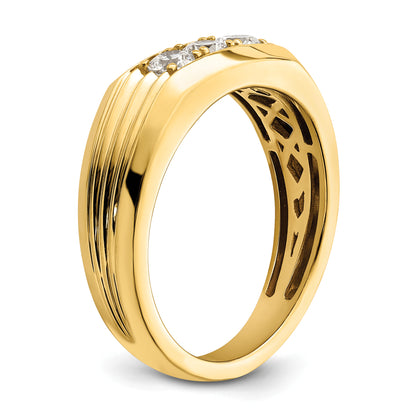 0.50ct. CZ Solid Real 14K 3-Stone Complete Men's Ring