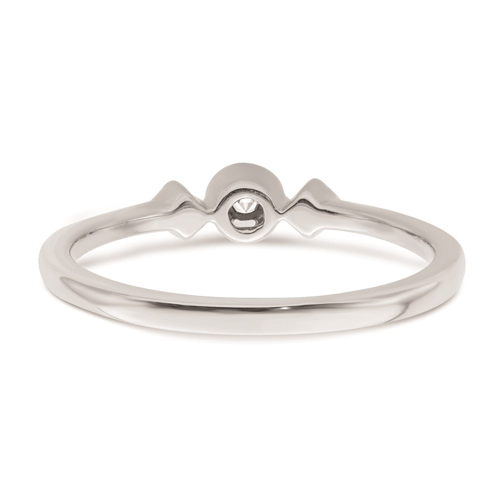 0.10ct. CZ Solid Real 14k White Polish Petite Beaded Edge Cushion Complete Dia Ring