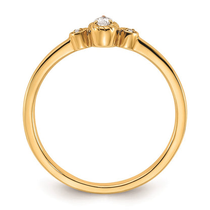 0.10ct. CZ Solid Real 14k Polish Petite Rope Edge Pear Complete Dia Ring