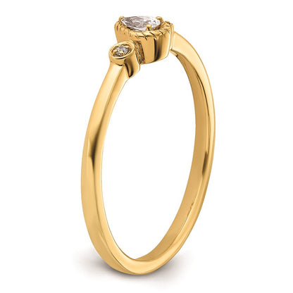 0.10ct. CZ Solid Real 14k Polish Petite Rope Edge Pear Complete Dia Ring