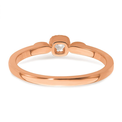 0.10ct. CZ Solid Real 14k Rose Polish Petite Rope Edge Round Complete Dia Ring