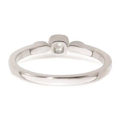 0.10ct. CZ Solid Real 14k White Polish Petite Rope Edge Round Complete Dia Ring