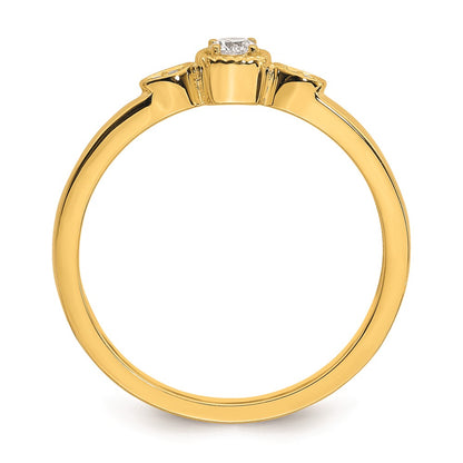 0.10ct. CZ Solid Real 14k Polish Petite Rope Edge Round Complete Dia Ring