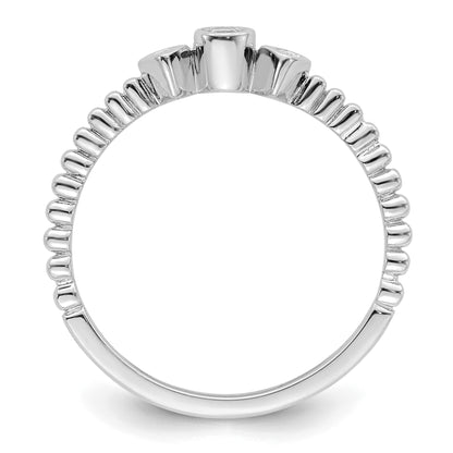 0.10ct. CZ Solid Real 14k White Polish Scalloped Wedding Band Ring Petite Round Complete Dia Ring