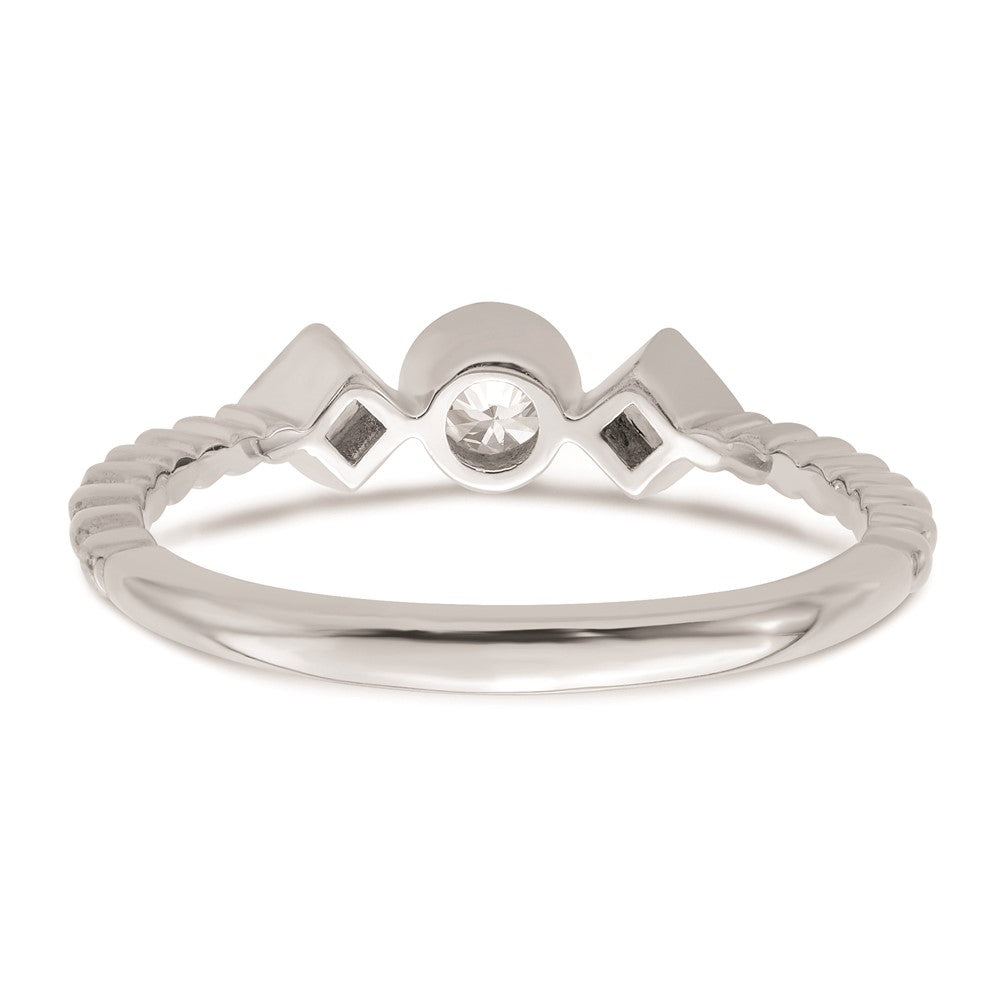 0.25ct. CZ Solid Real 14k White Polish Scalloped Wedding Band Ring Petite Round Complete Dia Ring