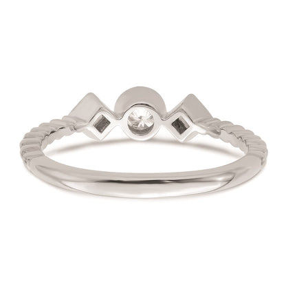 0.25ct. CZ Solid Real 14k White Polish Scalloped Wedding Band Ring Petite Round Complete Dia Ring