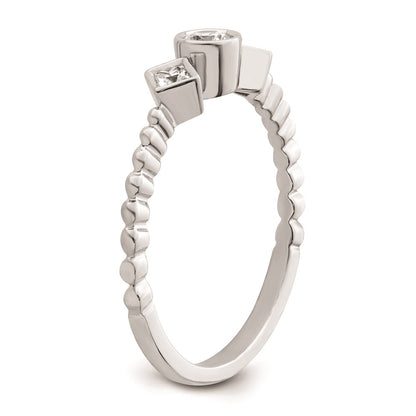 0.25ct. CZ Solid Real 14k White Polish Scalloped Wedding Band Ring Petite Round Complete Dia Ring