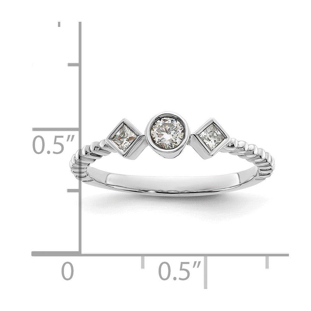 0.25ct. CZ Solid Real 14k White Polish Scalloped Wedding Band Ring Petite Round Complete Dia Ring