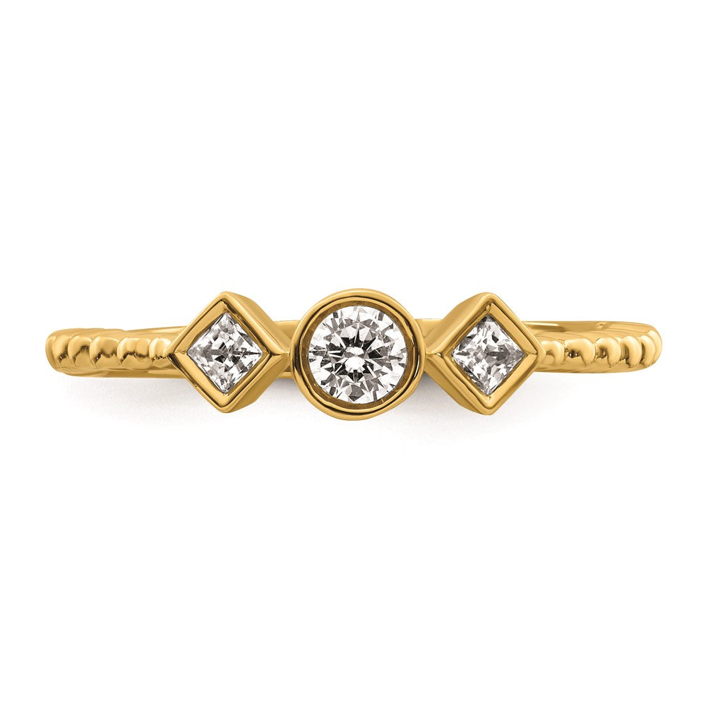0.25ct. CZ Solid Real 14k Polish Scalloped Wedding Band Ring Petite Round Complete Dia Ring