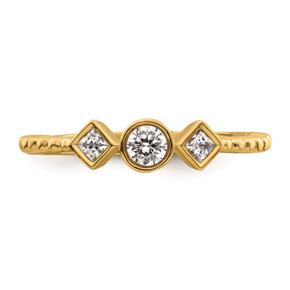 0.25ct. CZ Solid Real 14k Polish Scalloped Wedding Band Ring Petite Round Complete Dia Ring