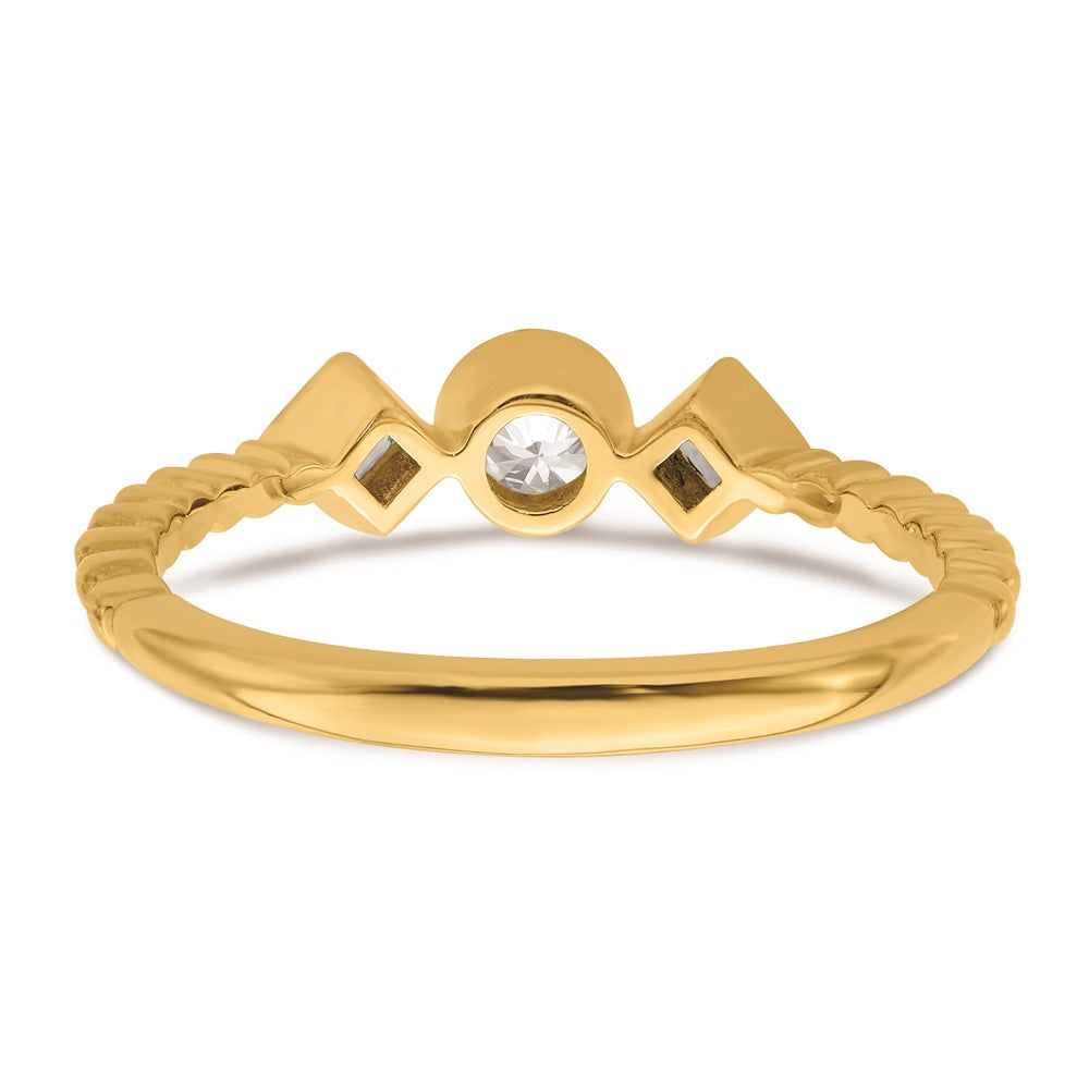 0.25ct. CZ Solid Real 14k Polish Scalloped Wedding Band Ring Petite Round Complete Dia Ring