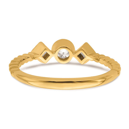 0.25ct. CZ Solid Real 14k Polish Scalloped Wedding Band Ring Petite Round Complete Dia Ring
