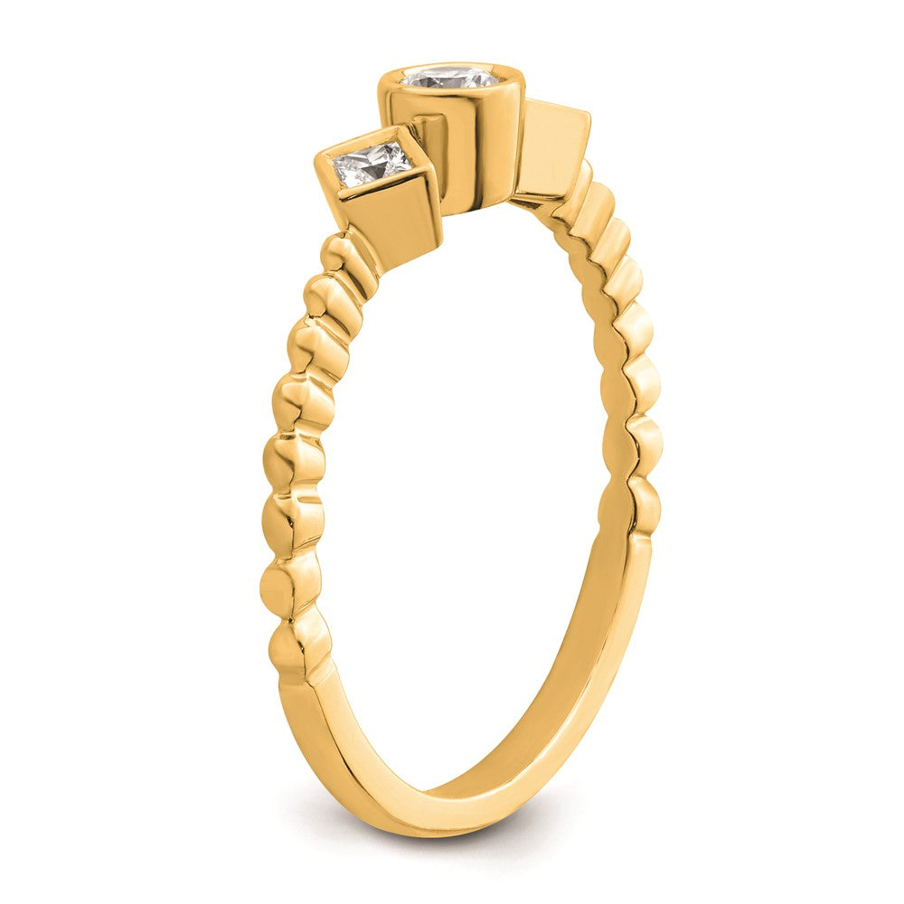 0.25ct. CZ Solid Real 14k Polish Scalloped Wedding Band Ring Petite Round Complete Dia Ring
