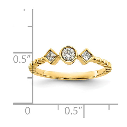 0.25ct. CZ Solid Real 14k Polish Scalloped Wedding Band Ring Petite Round Complete Dia Ring