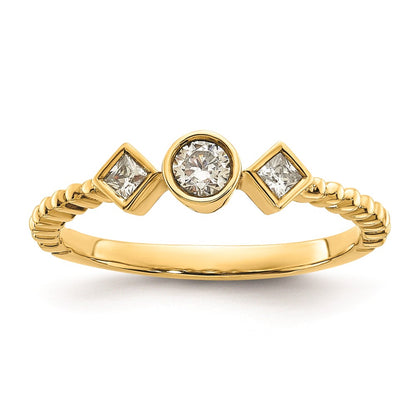 0.25ct. CZ Solid Real 14k Polish Scalloped Wedding Band Ring Petite Round Complete Dia Ring