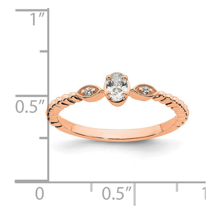 0.24ct. CZ Solid Real 14k Rose Polish Scalloped Wedding Band Ring Petite Oval Complete Dia Ring