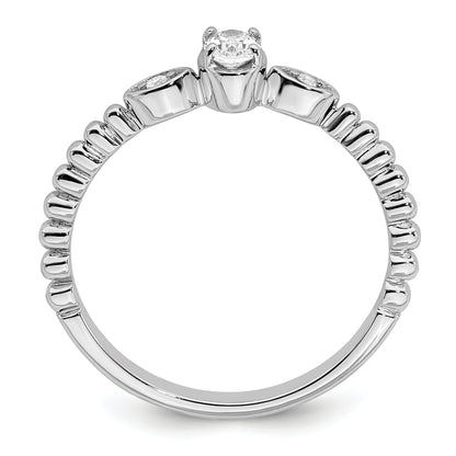 0.24ct. CZ Solid Real 14k White Polish Scalloped Wedding Band Ring Petite Oval Complete Dia Ring