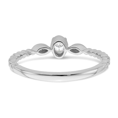 0.24ct. CZ Solid Real 14k White Polish Scalloped Wedding Band Ring Petite Oval Complete Dia Ring
