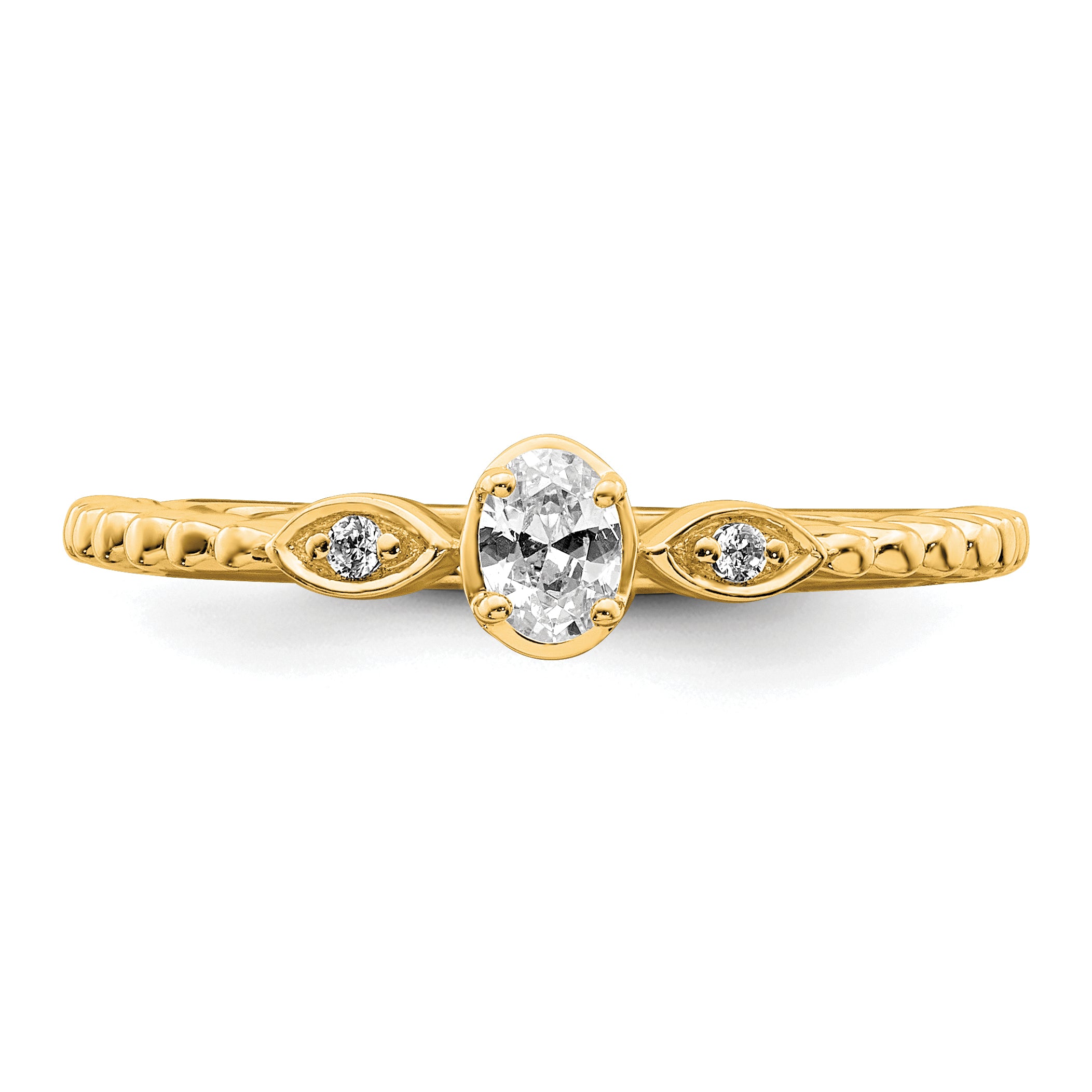 0.24ct. CZ Solid Real 14k Polish Scalloped Wedding Band Ring Petite Oval Complete Dia Ring