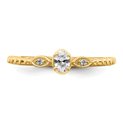 0.24ct. CZ Solid Real 14k Polish Scalloped Wedding Band Ring Petite Oval Complete Dia Ring