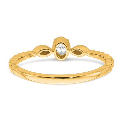 0.24ct. CZ Solid Real 14k Polish Scalloped Wedding Band Ring Petite Oval Complete Dia Ring