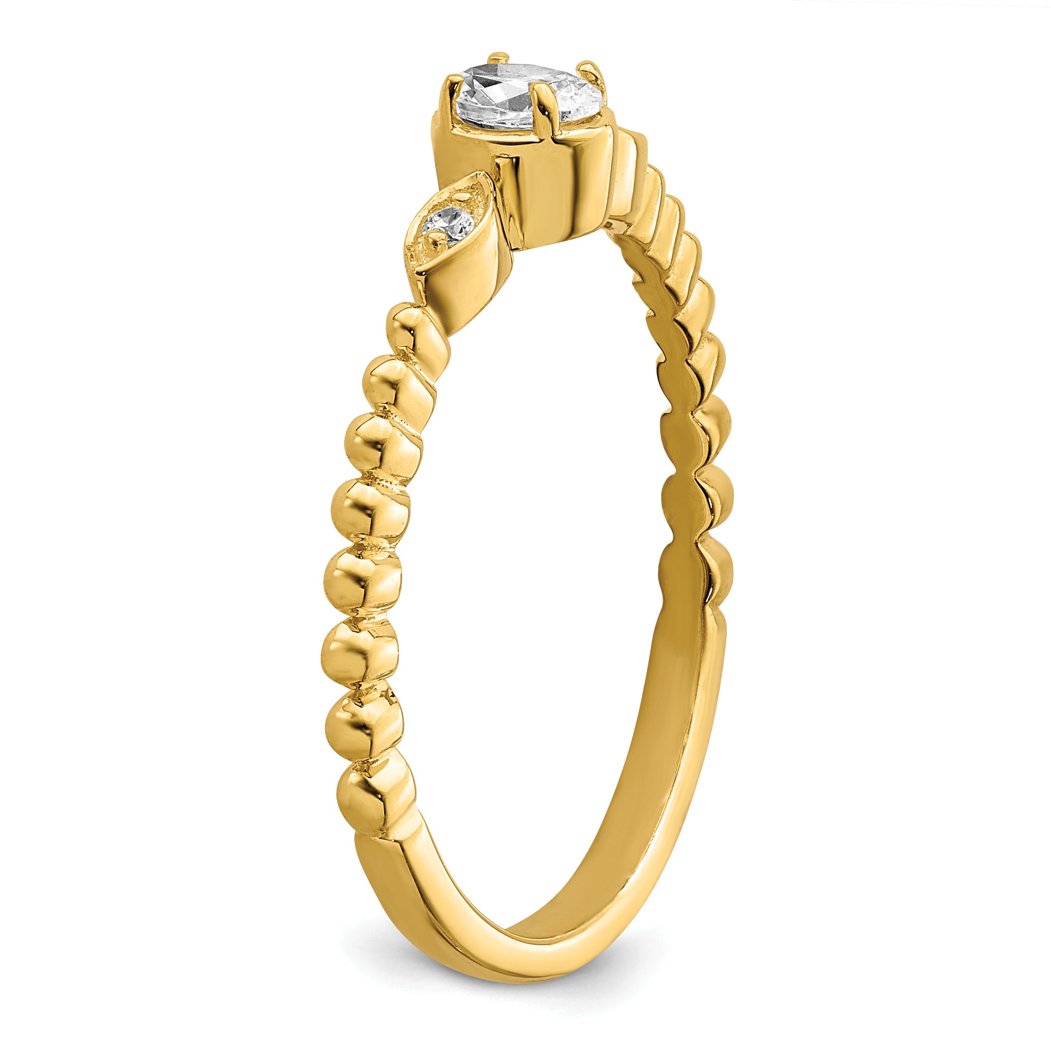 0.24ct. CZ Solid Real 14k Polish Scalloped Wedding Band Ring Petite Oval Complete Dia Ring