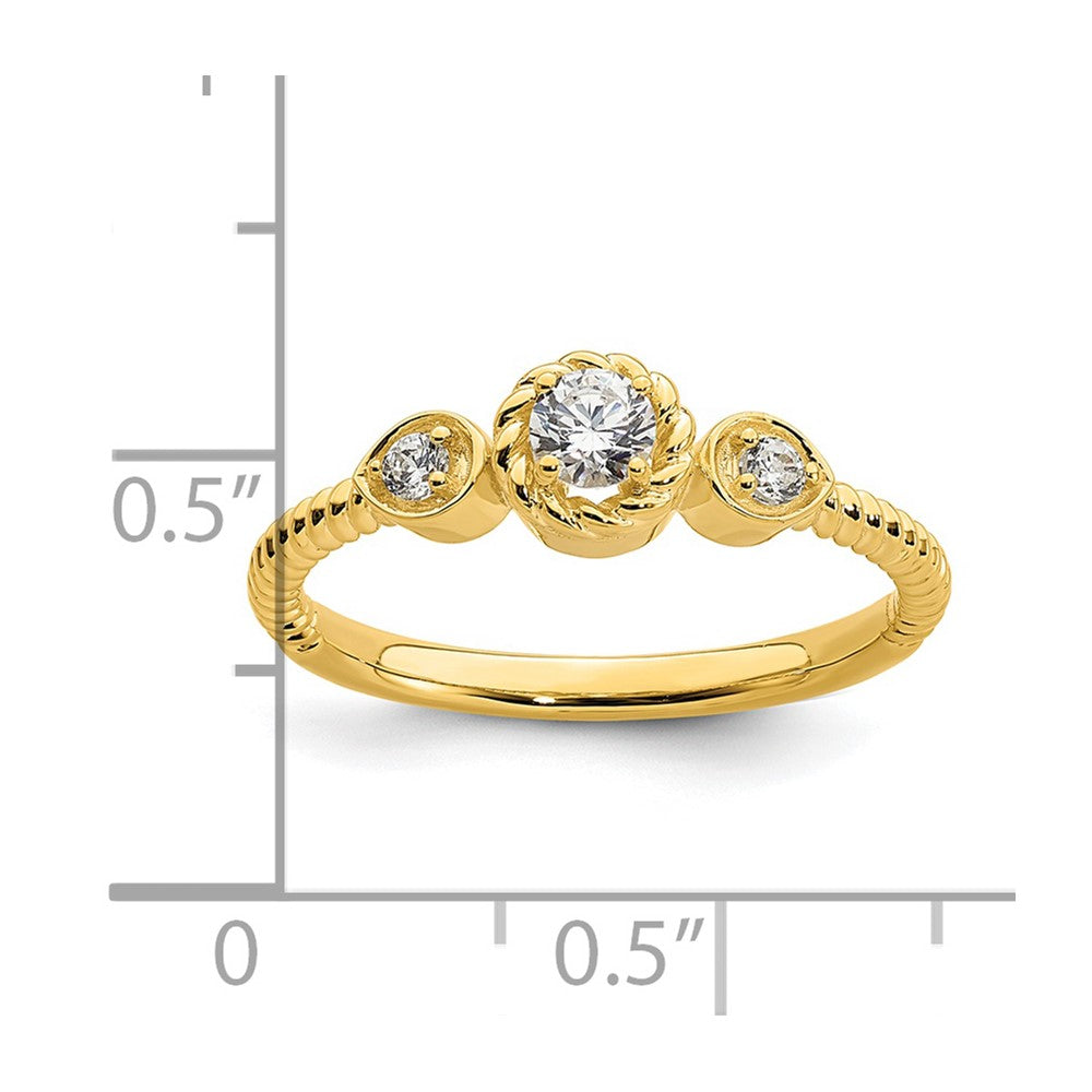0.25ct. CZ Solid Real 14k Polish Roped Wedding Band Ring Petite Round Complete Dia Ring
