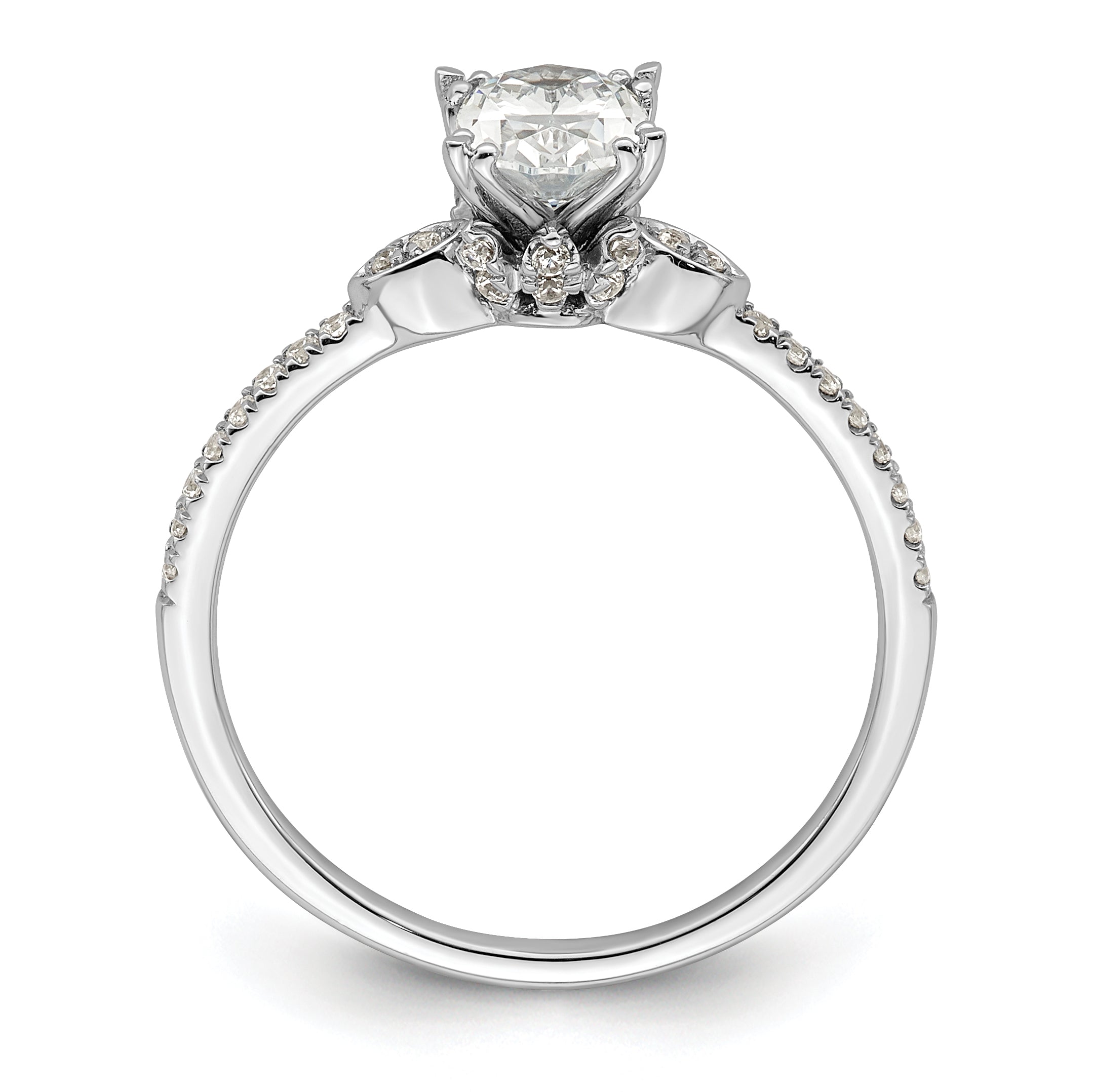 0.75ct. CZ Solid Real 14k White Polish 3/4ct Oval Engagement Dia Ring