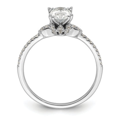 0.75ct. CZ Solid Real 14k White Polish 3/4ct Oval Engagement Dia Ring